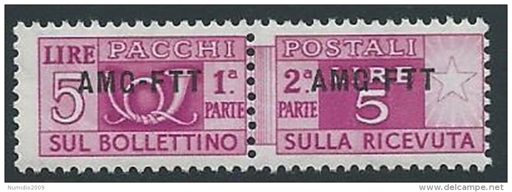 1949-53 TRIESTE A PACCHI POSTALI 5 LIRE MNH ** - ED105-5 - Postal And Consigned Parcels