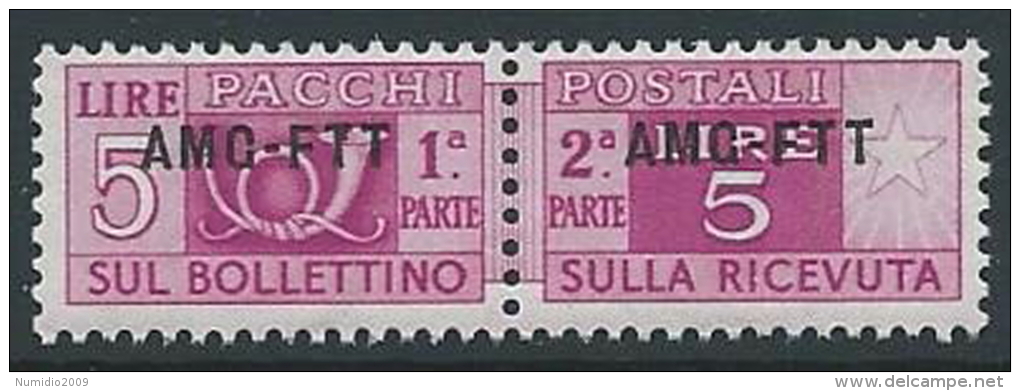 1949-53 TRIESTE A PACCHI POSTALI 5 LIRE MNH ** - ED106-6 - Postpaketen/concessie