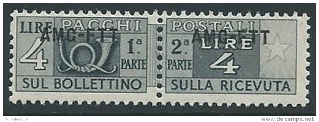 1949-53 TRIESTE A PACCHI POSTALI 4 LIRE MNH ** - ED106-2 - Colis Postaux/concession