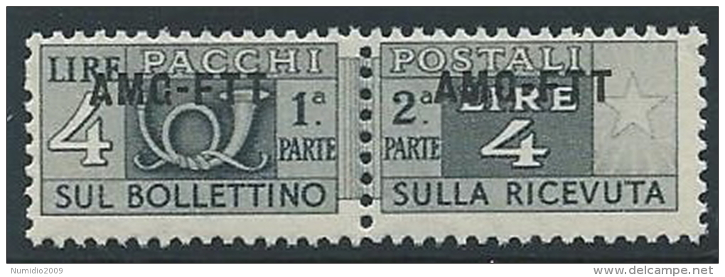 1949-53 TRIESTE A PACCHI POSTALI 4 LIRE MNH ** - ED107 - Postpaketen/concessie