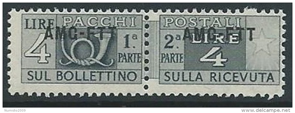 1949-53 TRIESTE A PACCHI POSTALI 4 LIRE MNH ** - ED107-3 - Colis Postaux/concession