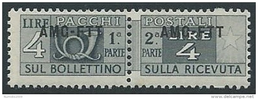 1949-53 TRIESTE A PACCHI POSTALI 4 LIRE MNH ** - ED107-5 - Postpaketen/concessie