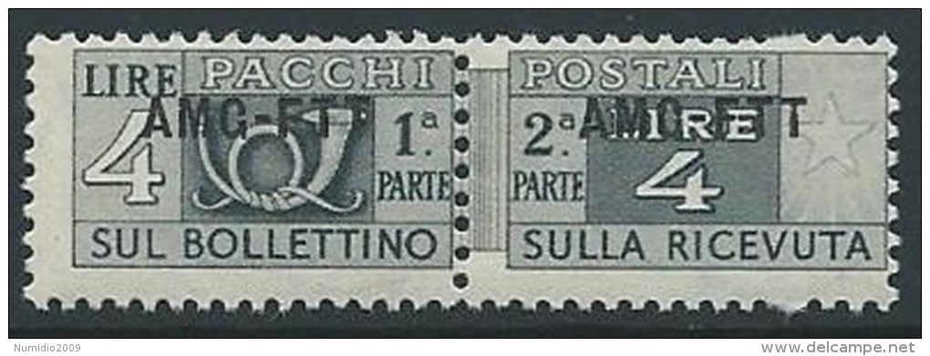 1949-53 TRIESTE A PACCHI POSTALI 4 LIRE MNH ** - ED107-8 - Colis Postaux/concession