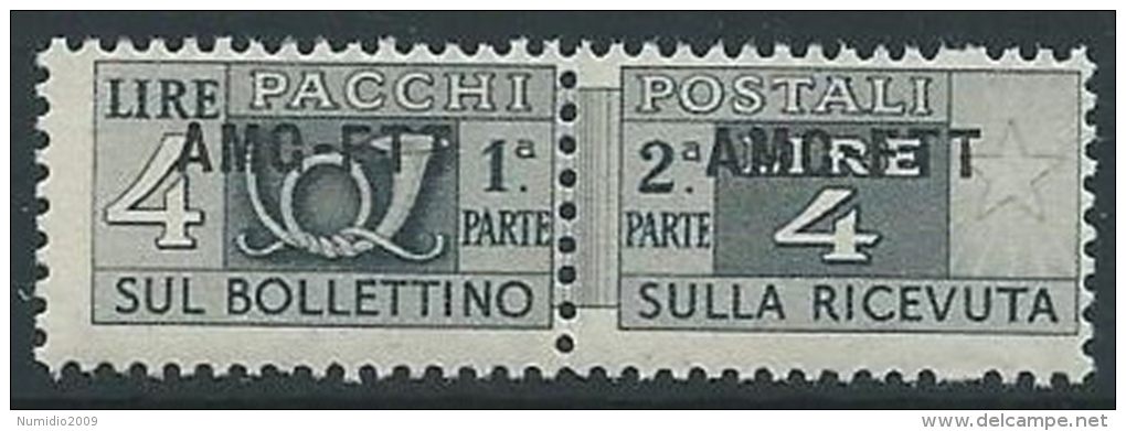 1949-53 TRIESTE A PACCHI POSTALI 4 LIRE MNH ** - ED107-9 - Colis Postaux/concession