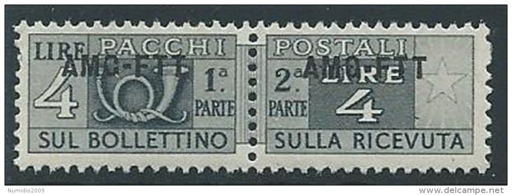 1949-53 TRIESTE A PACCHI POSTALI 4 LIRE MNH ** - ED108-4 - Postal And Consigned Parcels