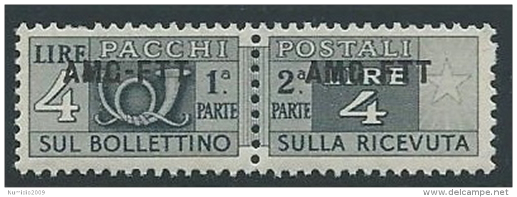 1949-53 TRIESTE A PACCHI POSTALI 4 LIRE MNH ** - ED108-5 - Colis Postaux/concession