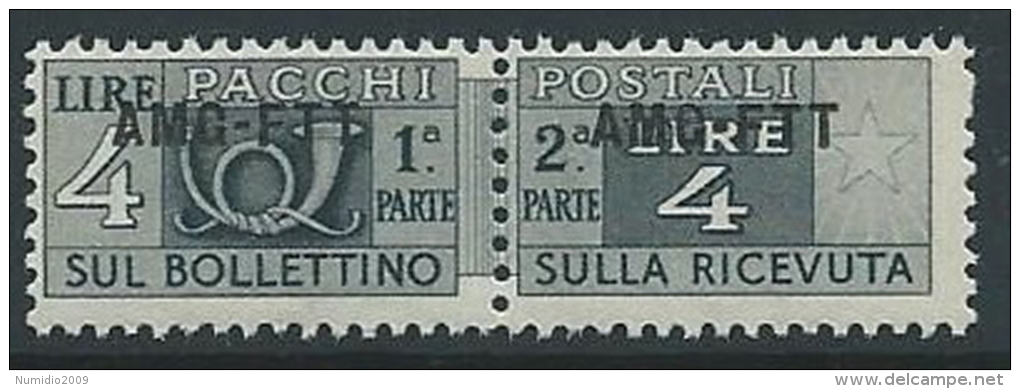 1949-53 TRIESTE A PACCHI POSTALI 4 LIRE MNH ** - ED108-6 - Colis Postaux/concession
