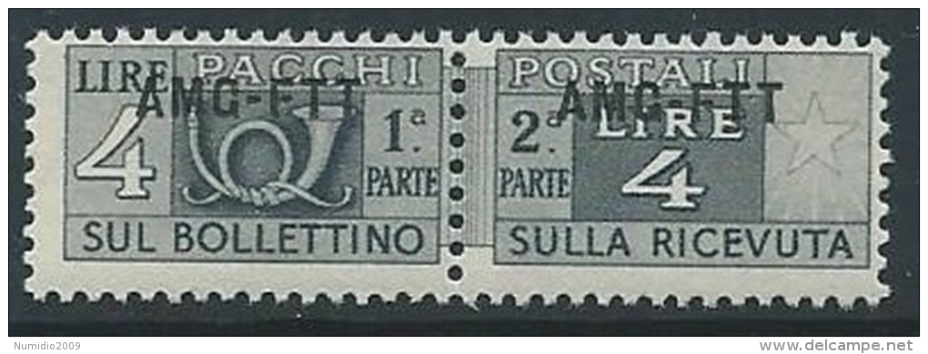 1949-53 TRIESTE A PACCHI POSTALI 4 LIRE MNH ** - ED109-7 - Colis Postaux/concession
