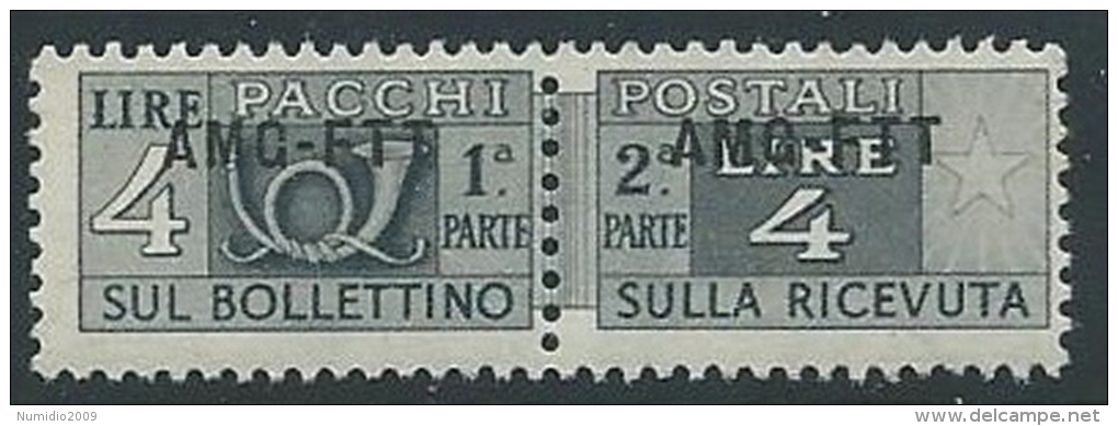 1949-53 TRIESTE A PACCHI POSTALI 4 LIRE MNH ** - ED109-8 - Colis Postaux/concession