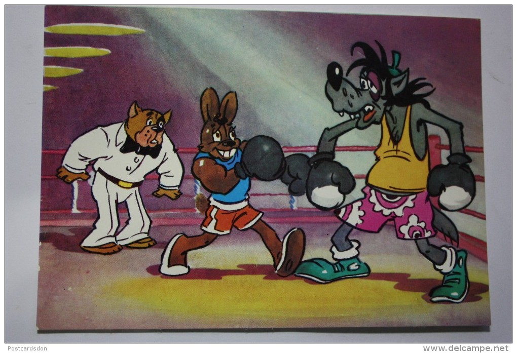 BOXER WOLF / BOXING   - OLD USSR PC - 1981 - BUNNY FROM CUBA BOXING - Boksen