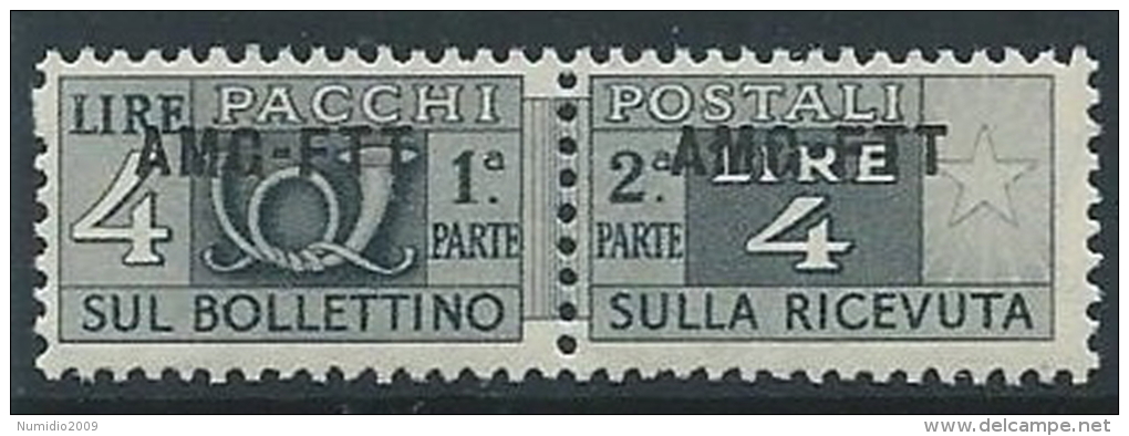 1949-53 TRIESTE A PACCHI POSTALI 4 LIRE MNH ** - ED110 - Postal And Consigned Parcels