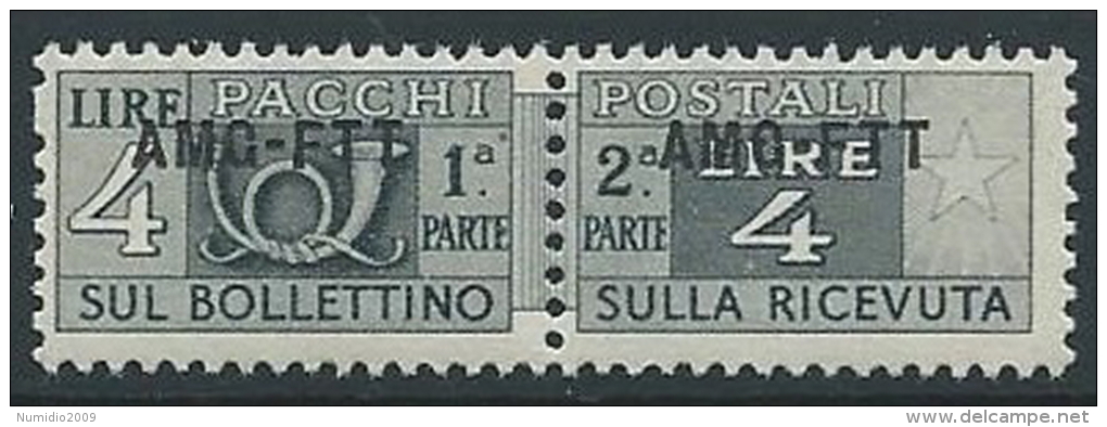 1949-53 TRIESTE A PACCHI POSTALI 4 LIRE MNH ** - ED110-2 - Postpaketen/concessie