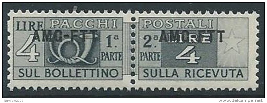 1949-53 TRIESTE A PACCHI POSTALI 4 LIRE MNH ** - ED110-4 - Colis Postaux/concession