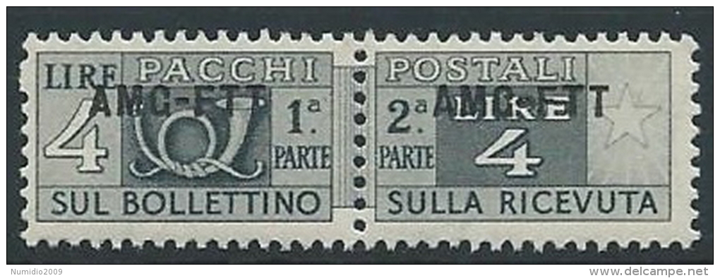 1949-53 TRIESTE A PACCHI POSTALI 4 LIRE MNH ** - ED110-5 - Postpaketen/concessie