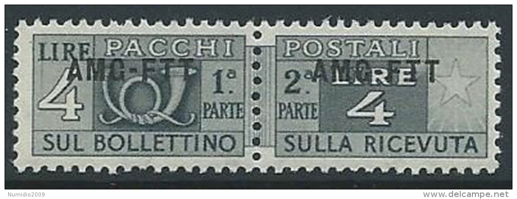 1949-53 TRIESTE A PACCHI POSTALI 4 LIRE MNH ** - ED110-6 - Postal And Consigned Parcels