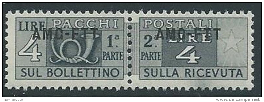 1949-53 TRIESTE A PACCHI POSTALI 4 LIRE MNH ** - ED110-9 - Postal And Consigned Parcels