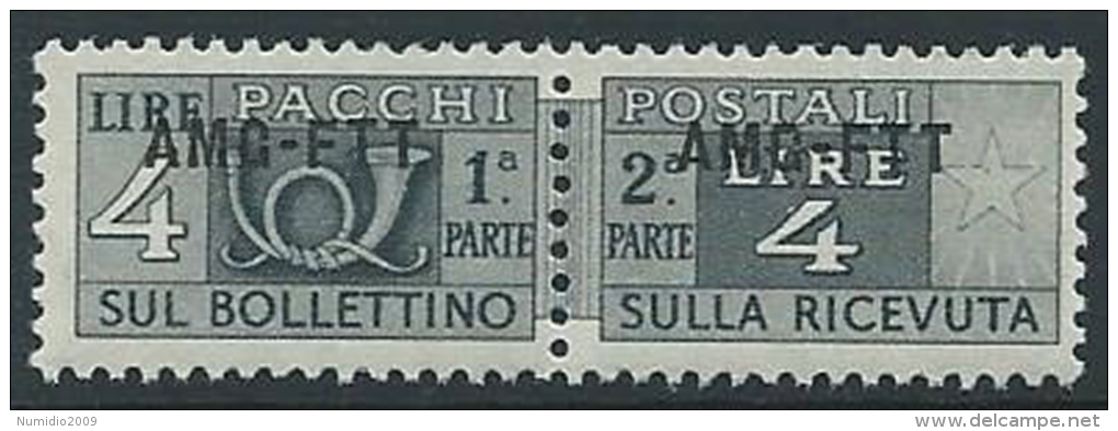 1949-53 TRIESTE A PACCHI POSTALI 4 LIRE MNH ** - ED111 - Colis Postaux/concession