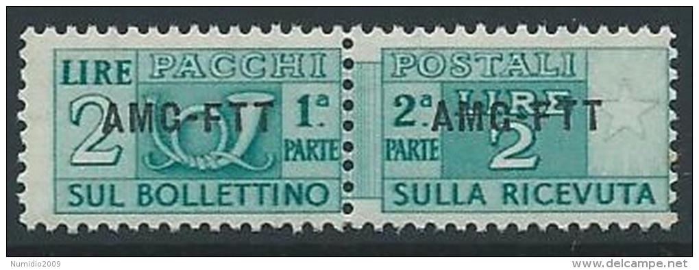 1949-53 TRIESTE A PACCHI POSTALI 2 LIRE MNH ** - ED111-8 - Postpaketen/concessie