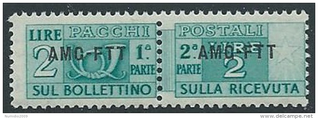 1949-53 TRIESTE A PACCHI POSTALI 2 LIRE MNH ** - ED112-2 - Colis Postaux/concession