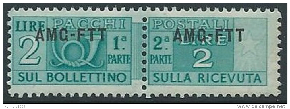 1949-53 TRIESTE A PACCHI POSTALI 2 LIRE MNH ** - ED112-3 - Colis Postaux/concession