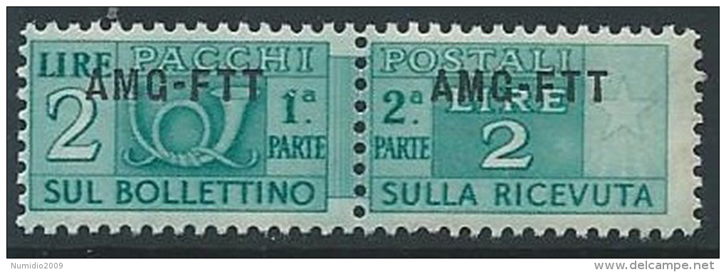 1949-53 TRIESTE A PACCHI POSTALI 2 LIRE MNH ** - ED112-4 - Colis Postaux/concession