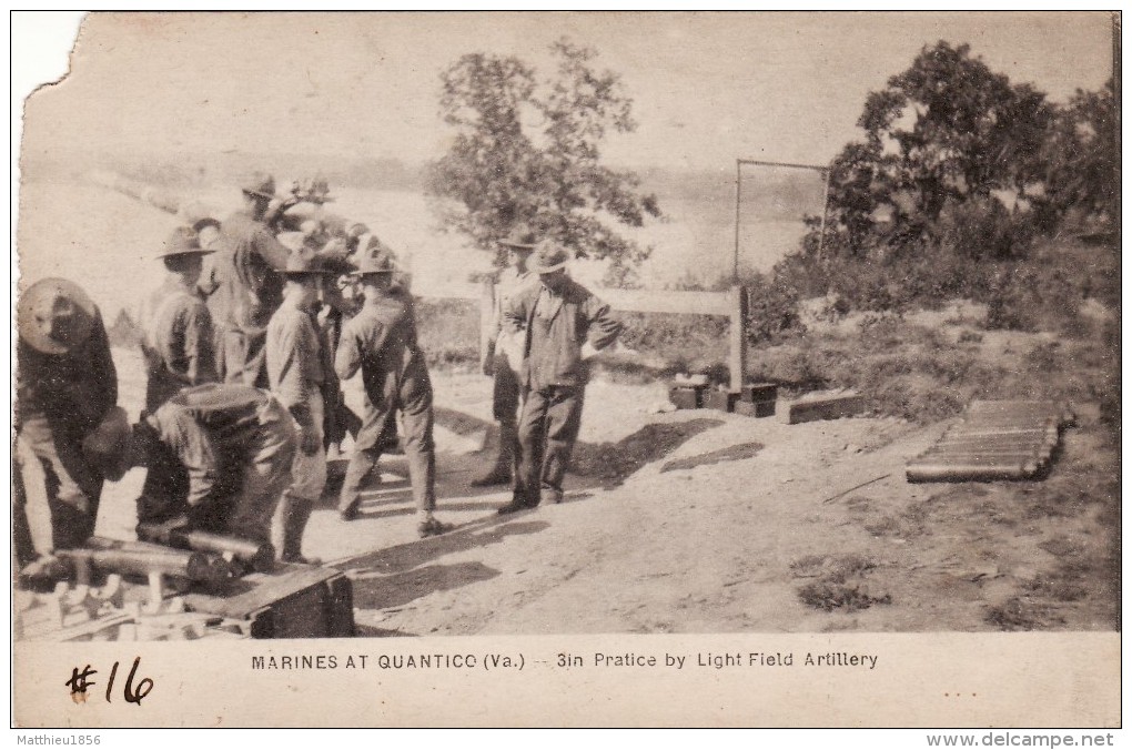 CPA 1918 MARINES AT QUANTICO - Practice By Light Field Artillery (A63, Ww1, Wk1) - Autres & Non Classés