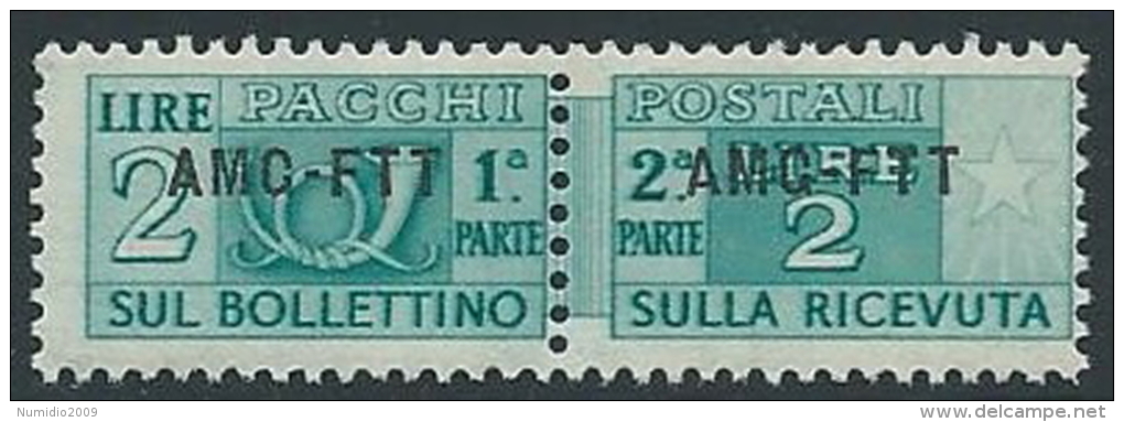 1949-53 TRIESTE A PACCHI POSTALI 2 LIRE MNH ** - ED112-8 - Colis Postaux/concession