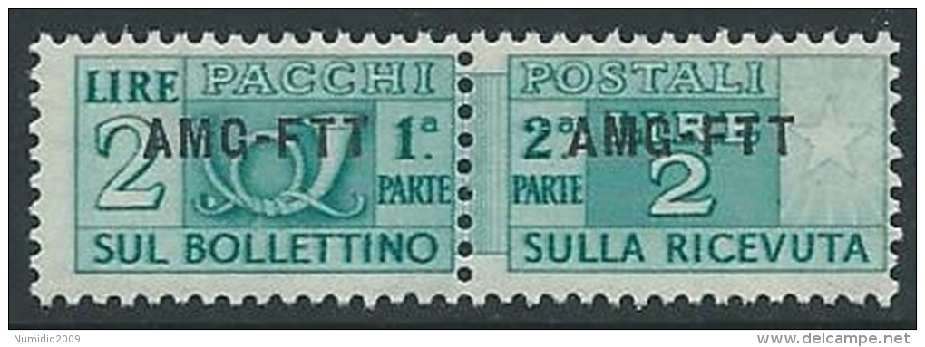 1949-53 TRIESTE A PACCHI POSTALI 2 LIRE MNH ** - ED112-9 - Colis Postaux/concession