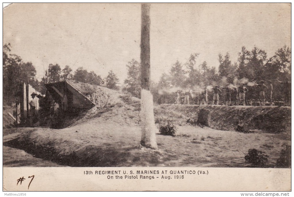 CPA August 1918 13th Regiment U.S. Marines At Quantico - On The Pistol Range (A63, Ww1, Wk1) - Autres & Non Classés