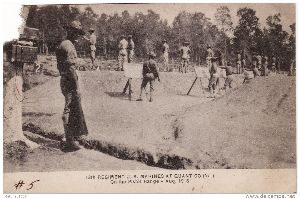 CPA August 1918 13th Regiment U.S. Marines At Quantico - On The Pistol Range (A63, Ww1, Wk1) - Autres & Non Classés