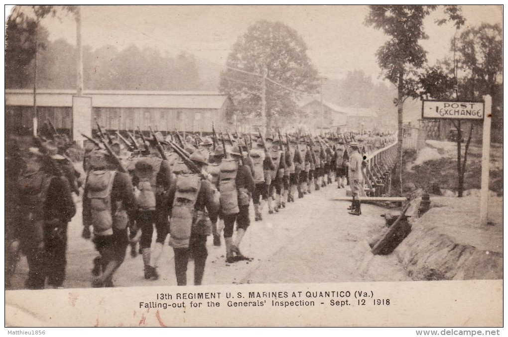 CPA September 1918 13th Regiment U.S. Marines At Quantico - Falling-out For The General's Inspection (A63, Ww1, Wk1) - Autres & Non Classés