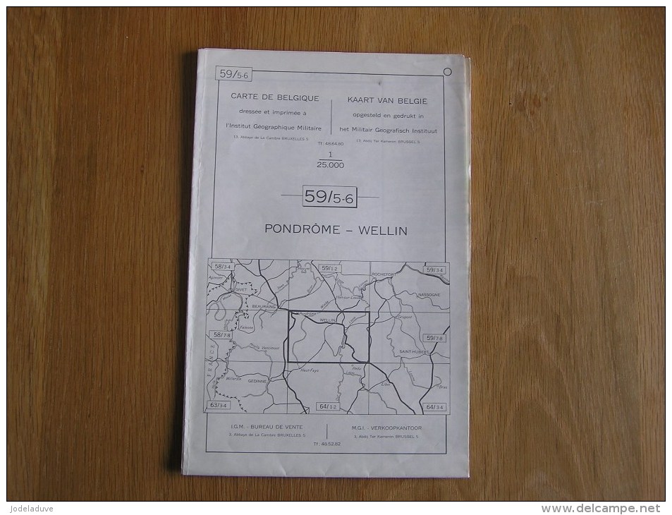 CARTE TOPOGRAPHIQUE Belgique 59 / 5 - 6 IGM ( IGN ) Régionalisme Pondrome Wellin Daverdisse Resteigne Honnay Sohier - Kaarten & Atlas