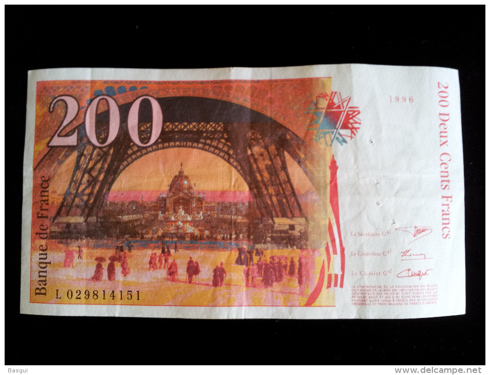 Billet 200 Francs "Eiffel"  -1996,  L.029 - 200 F 1995-1999 ''Eiffel''
