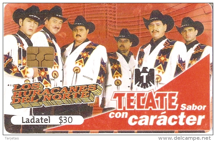 TARJETA DE MEXICO DE CERVEZA TECATE (BEER) GRUPO MUSICAL LOS HURACANES DEL NORTE - Reclame