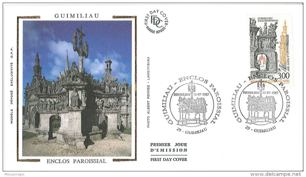 Enveloppe FDC Soie - Guimiliau - Enclos Paroissial - Guimiliau - 1997 - 1990-1999