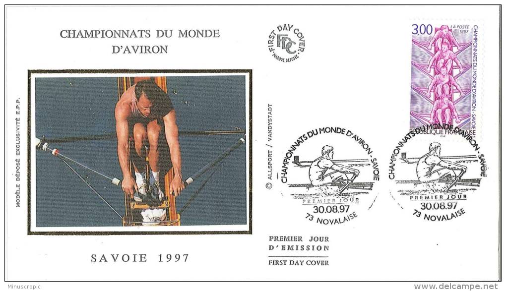 Enveloppe FDC Soie - Championnats Du Monde D'Aviron - Novalaise - 1997 - 1990-1999