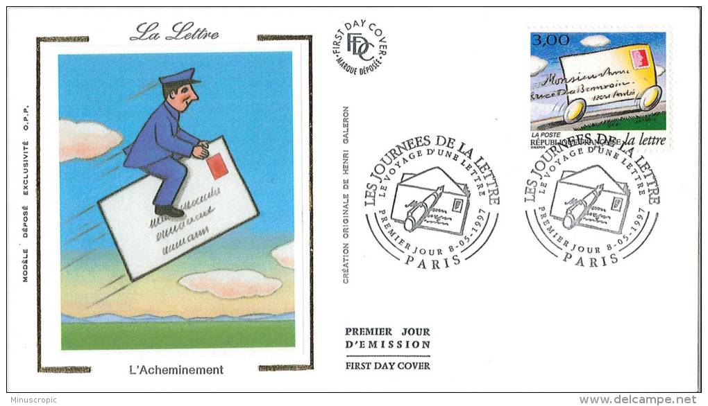 Enveloppe FDC Soie - La Lettre - L'acheminement - Paris - 1997 - 1990-1999