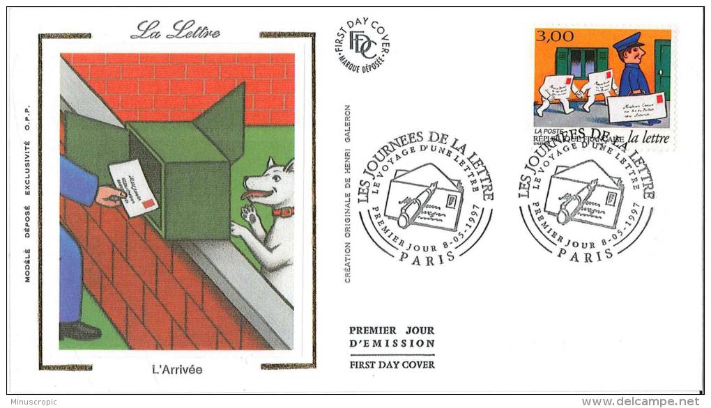 Enveloppe FDC Soie - La Lettre - L'arrivée - Paris - 1997 - 1990-1999