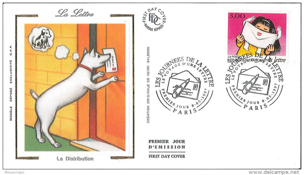 Enveloppe FDC Soie - La Lettre - La Distribution - Paris - 1997 - 1990-1999