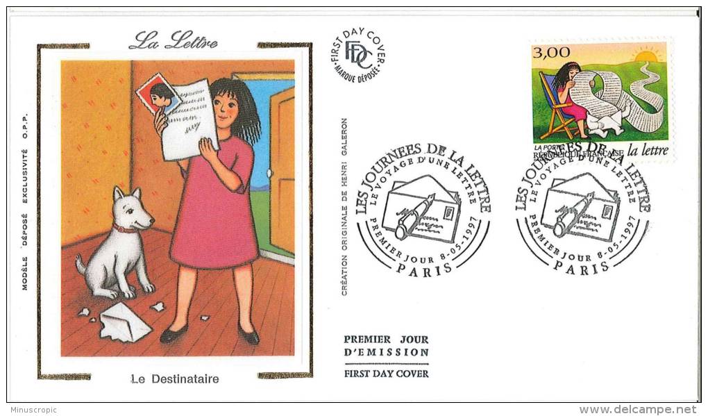 Enveloppe FDC Soie - La Lettre - Le Destinataire - Paris - 1997 - 1990-1999