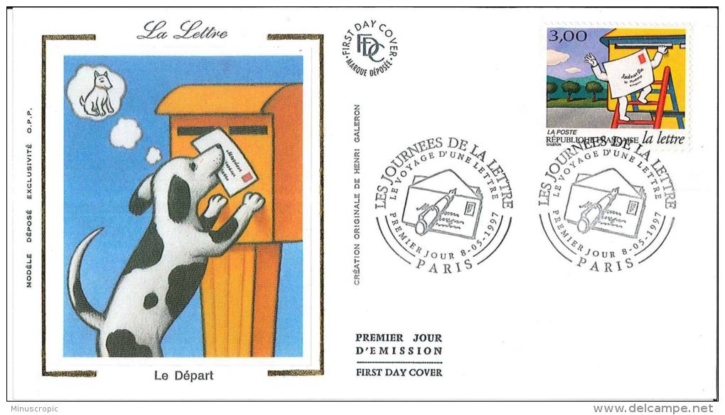 Enveloppe FDC Soie - La Lettre - Le Départ - Paris - 1997 - 1990-1999