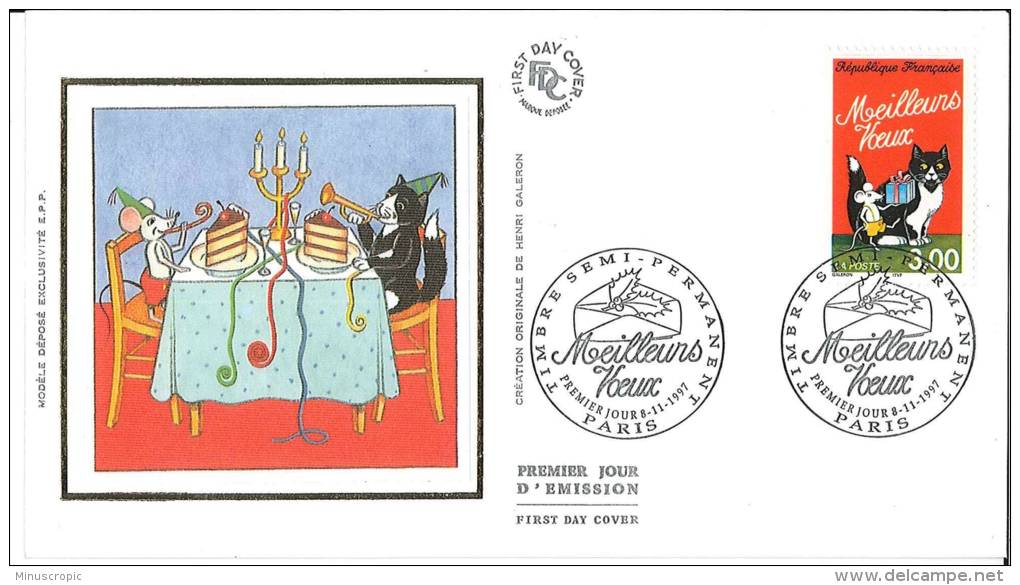 Enveloppe FDC Soie - Meilleurs Voeux - Paris - 1997 - 1990-1999