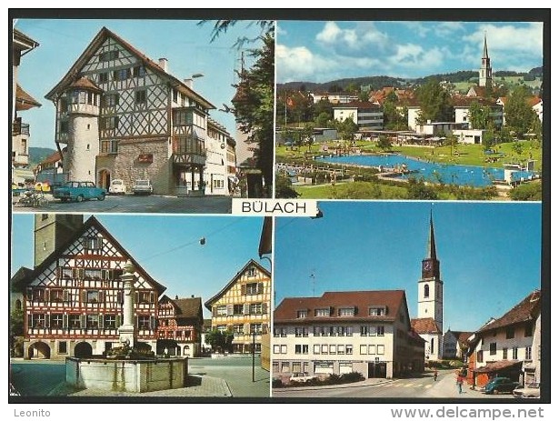 BÜLACH Schwimmbad Hotel GOLDENER KOPF Rathaus Untertor 1977 - Bülach