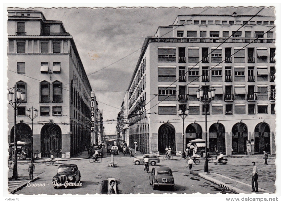 LIVORNO - VIA GRANDE - 1957 - AUTOMOBILI - CARS - Livorno