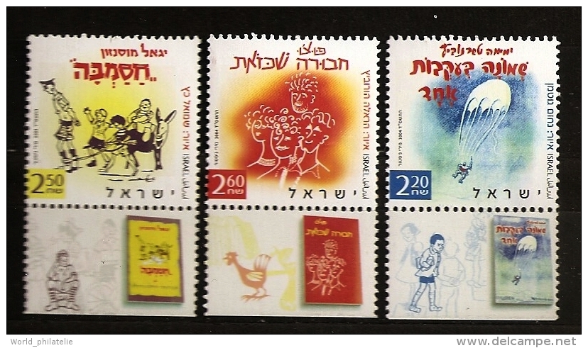 Israël Israel 2004 N° 1717 / 9 Avec Tab ** Littérature, Aventure, Parachute, Prisonnier, Poule, Coq, Ane, Vélo, Cyclisme - Neufs (avec Tabs)