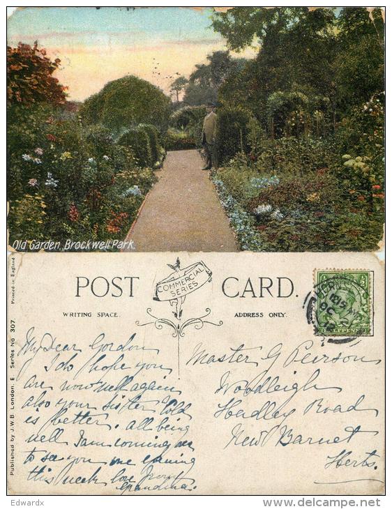 Old Garden, Brockwell Park, London Postcard Posted 1912 Stamp - London Suburbs