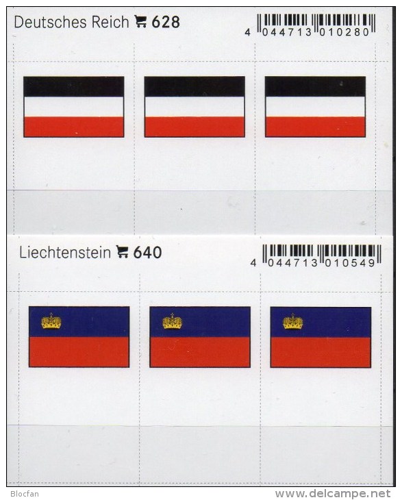 2x3 In Farbe Flaggen-Sticker 3.Reich+Liechtenstein 7€ Kennzeichnung Alben Karte Sammlung LINDNER 628+640 Flag Germany FL - Autres & Non Classés