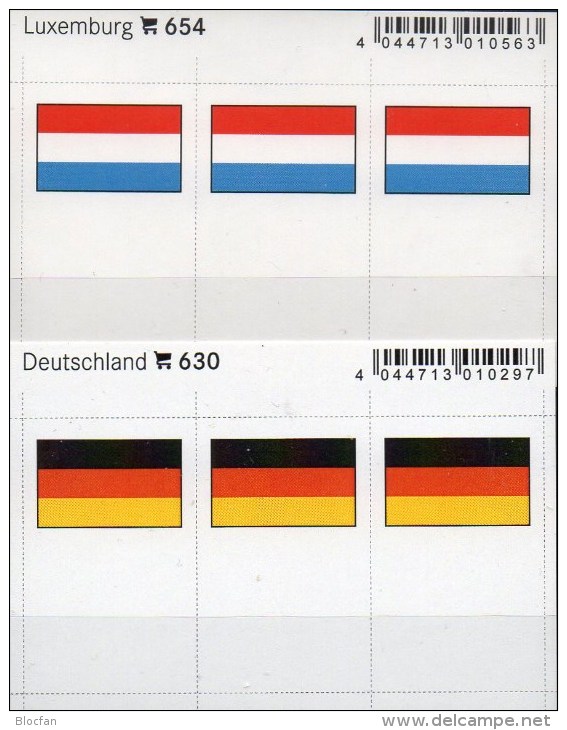 2x3 In Farbe Flaggen-Sticker BRD+Luxembourg 7€ Kennzeichnung An Alben Karte Sammlungen LINDNER 654+630 Flags Germany Lux - Livres
