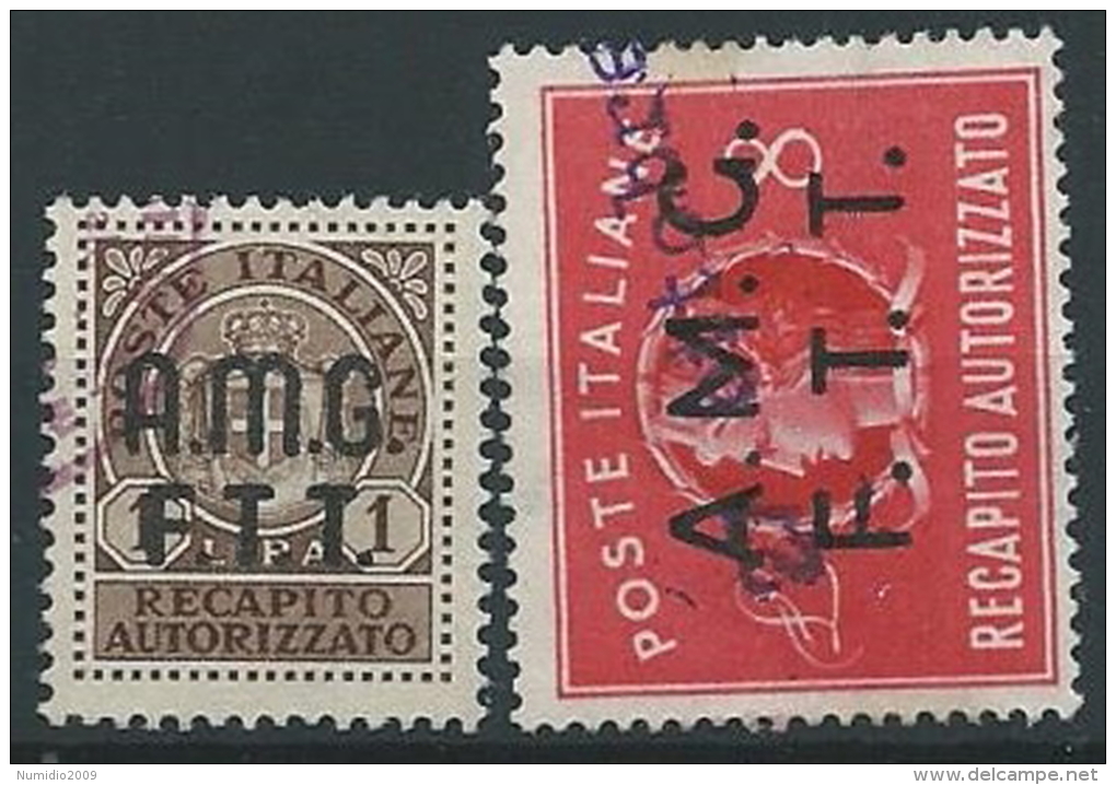 1947 TRIESTE A USATO RECAPITO AUTORIZZATO 2 VALORI - ED141-3 - Poste Exprèsse