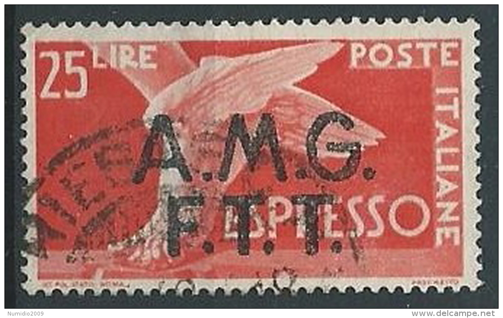1947-48 TRIESTE A USATO ESPRESSO 25 LIRE - ED142 - Eilsendung (Eilpost)